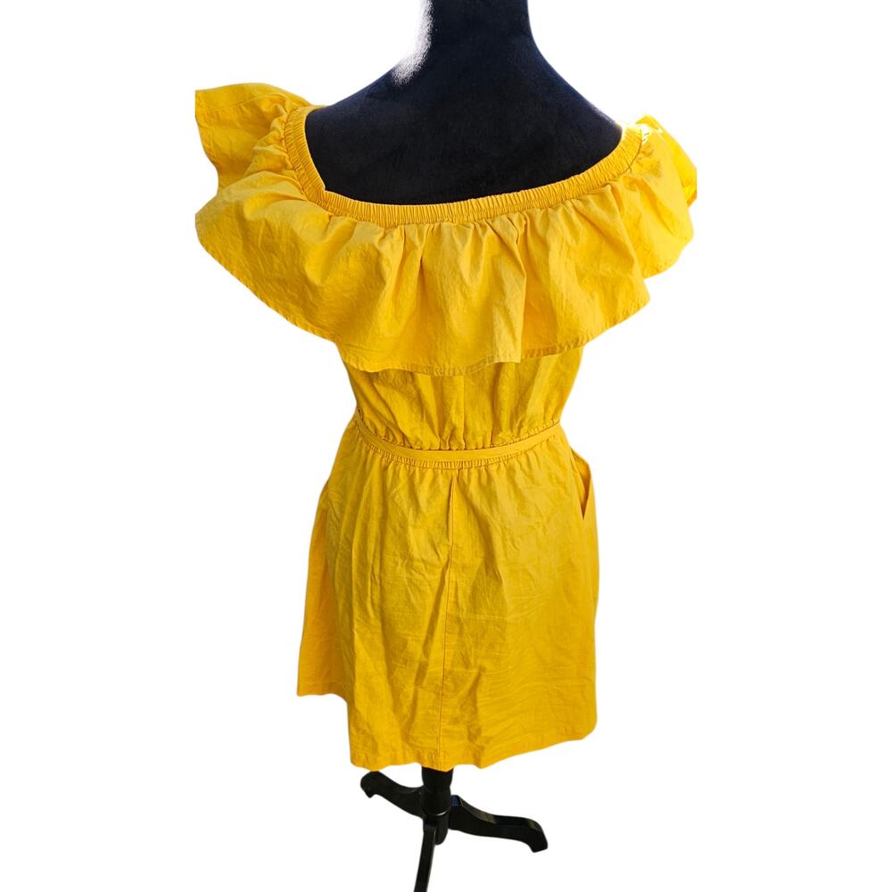 Express Yellow Off Shoulder Button Front Belted C… - image 2